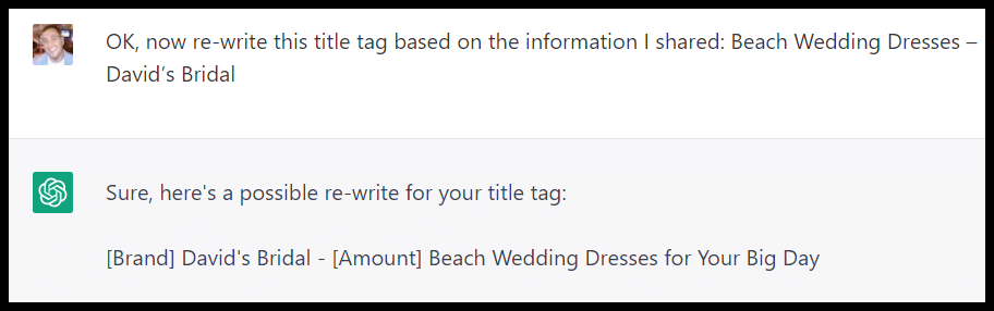 ChatGPT - rewrite title tag
