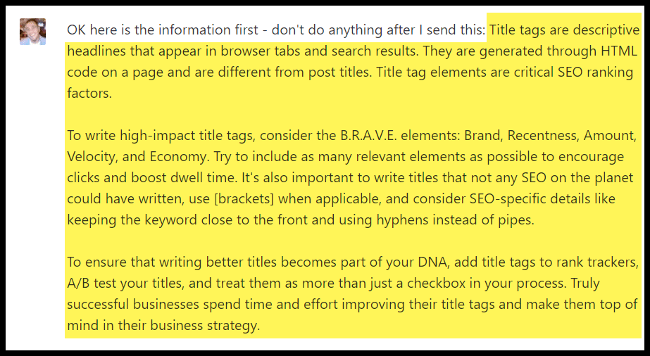 ChatGPT - summaries output