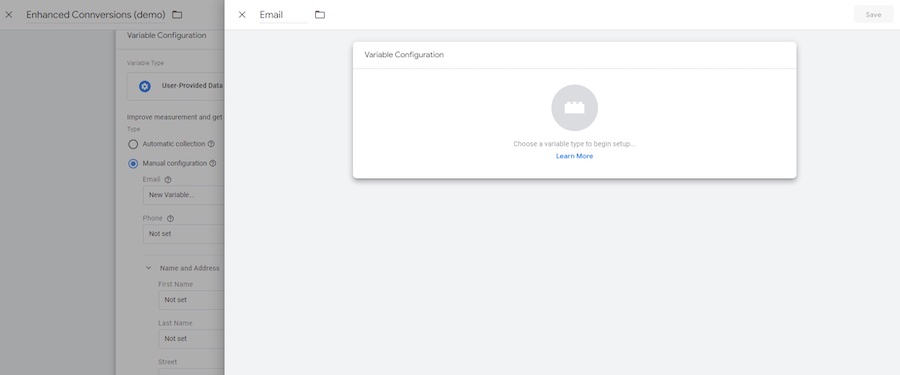 screenshot that shows steps in setting up enhanced conversions in google tag manager