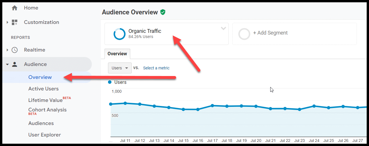 UA - organic traffic overview