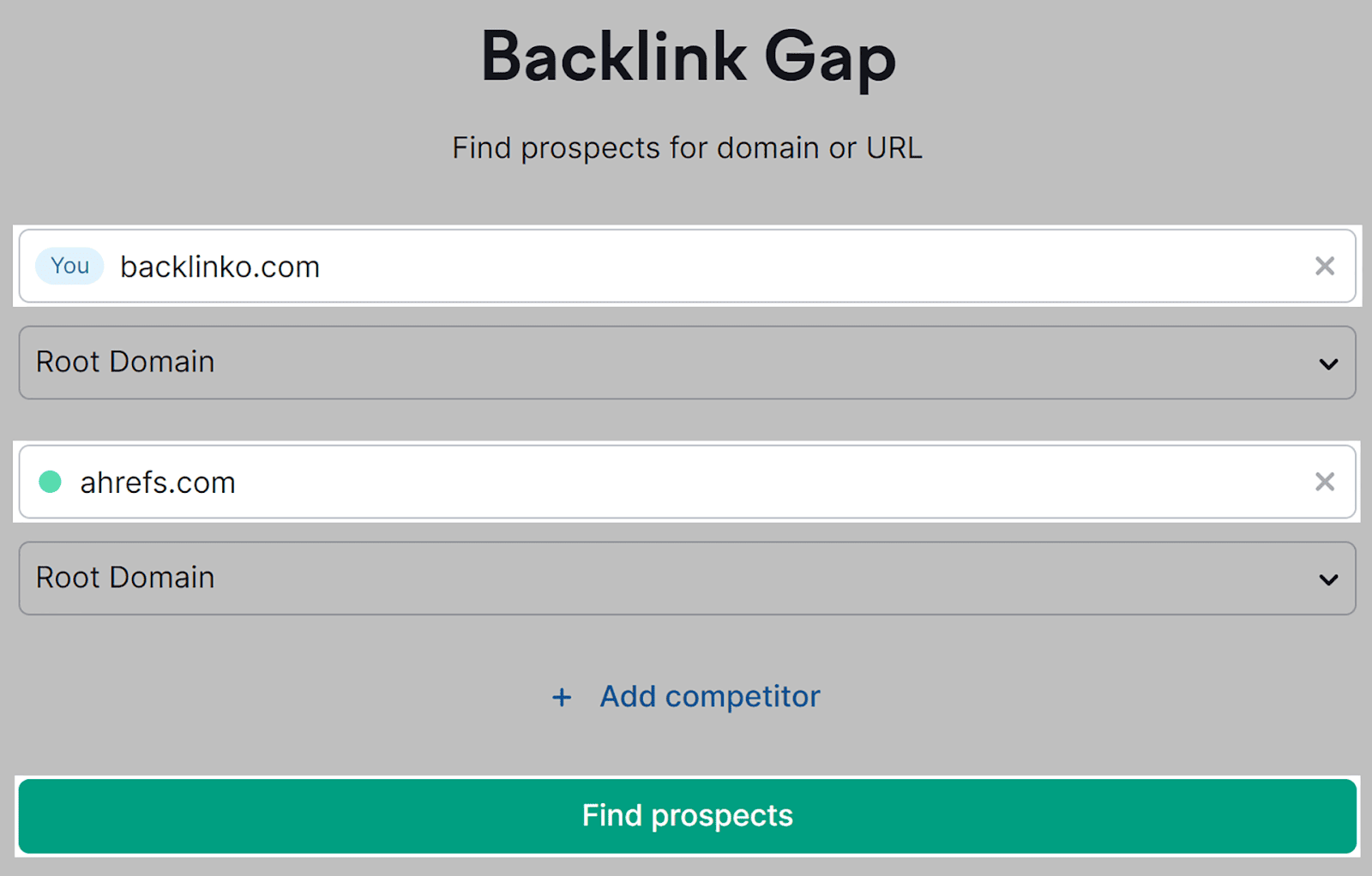 Backlink gap tool