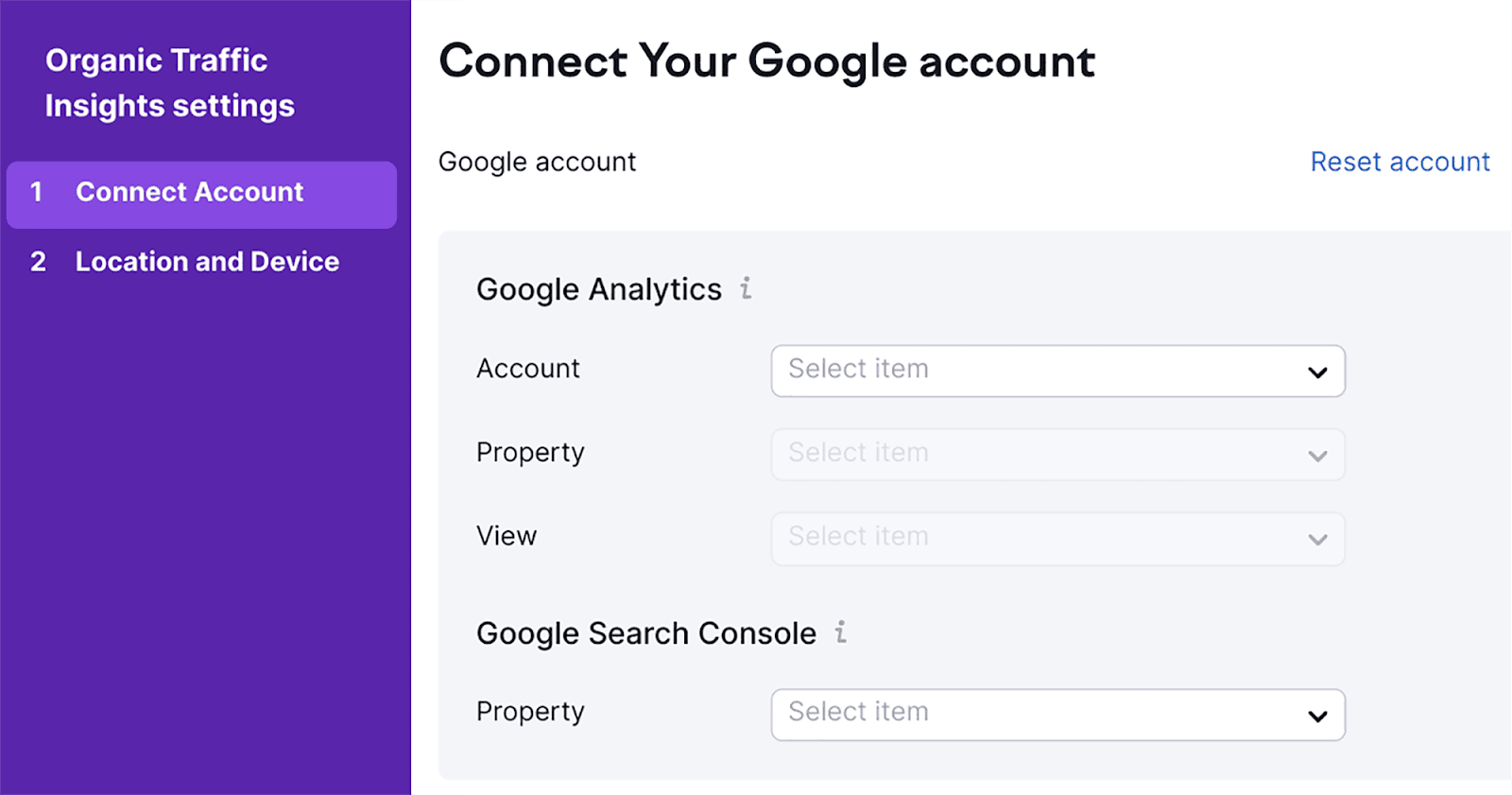 Connect GSC and GA4 to SEMrush
