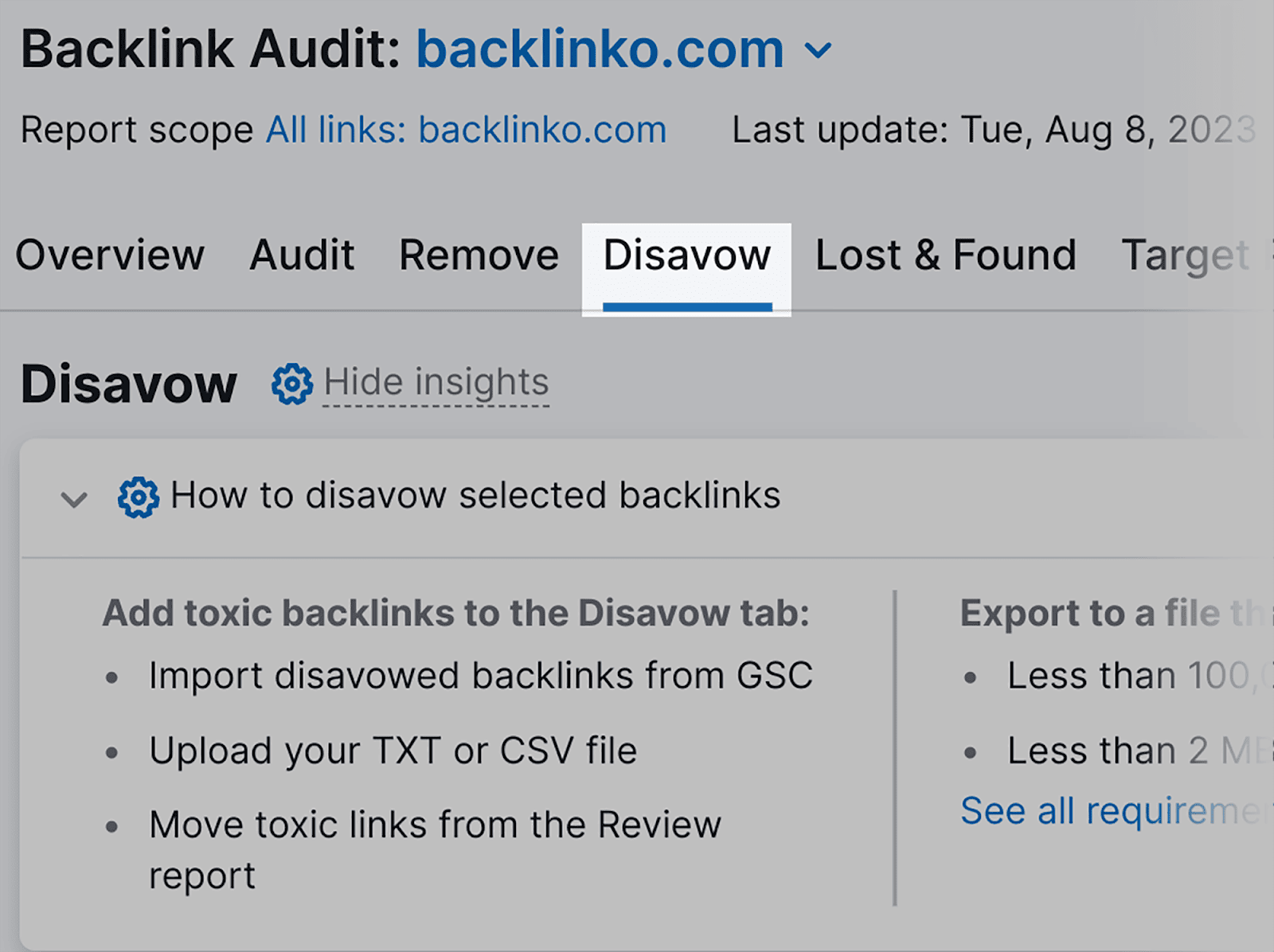 Disavow tab gives you all the disavowed links