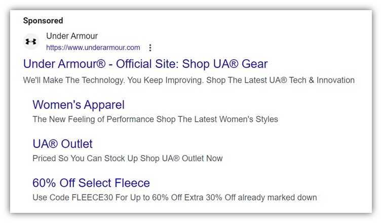 brand messaging - example of brand messaging on search