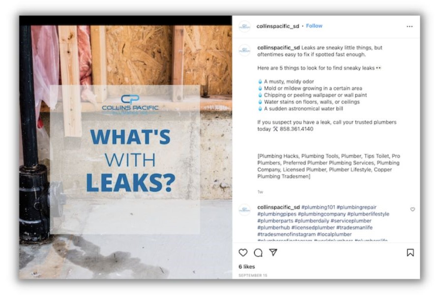 lead nurturing - Instagram post from a service company