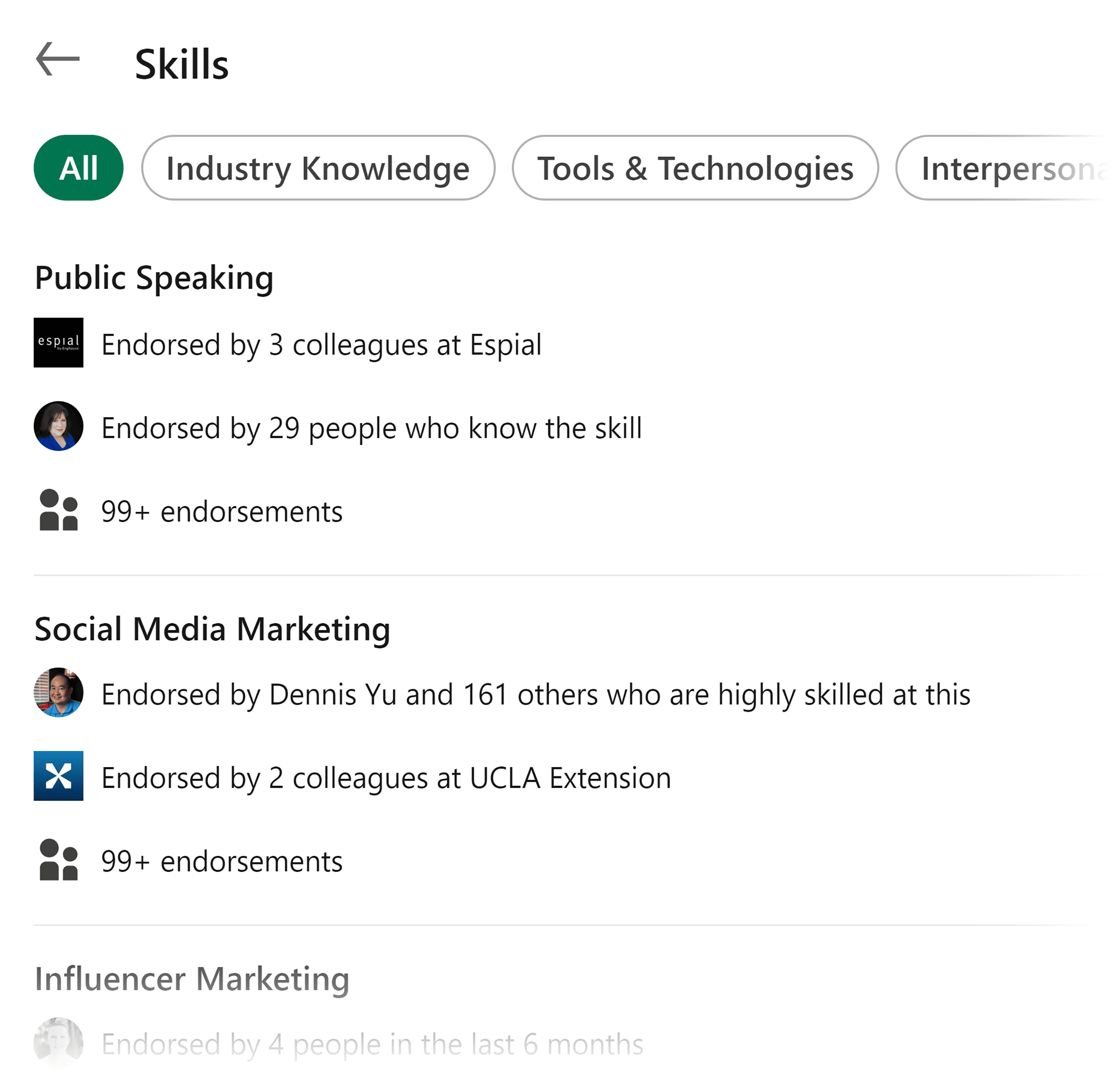LinkedIn – Profile – Skills LinkedIn – Profile – Skills
