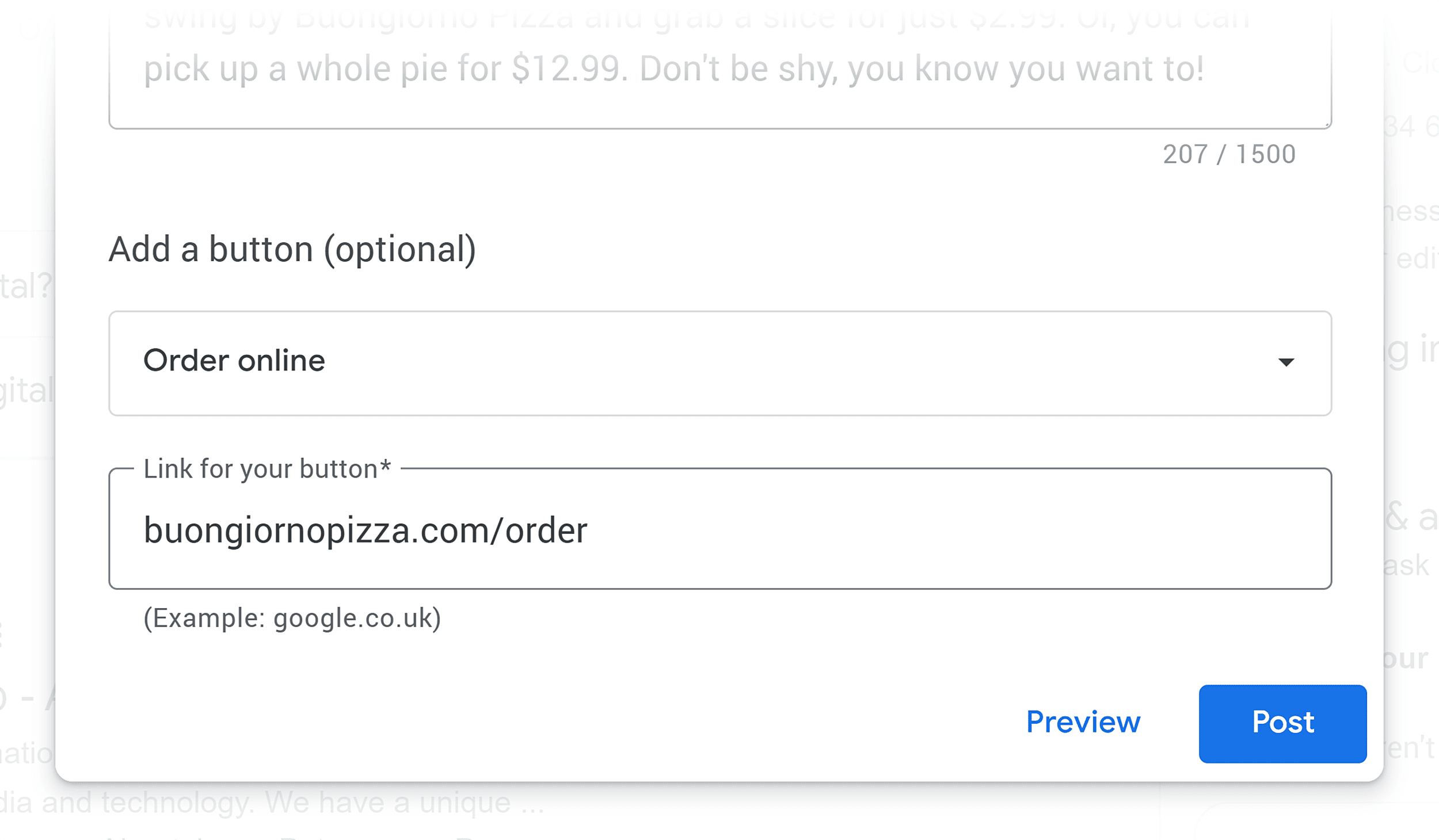 Add update – Order button Add update – Order button