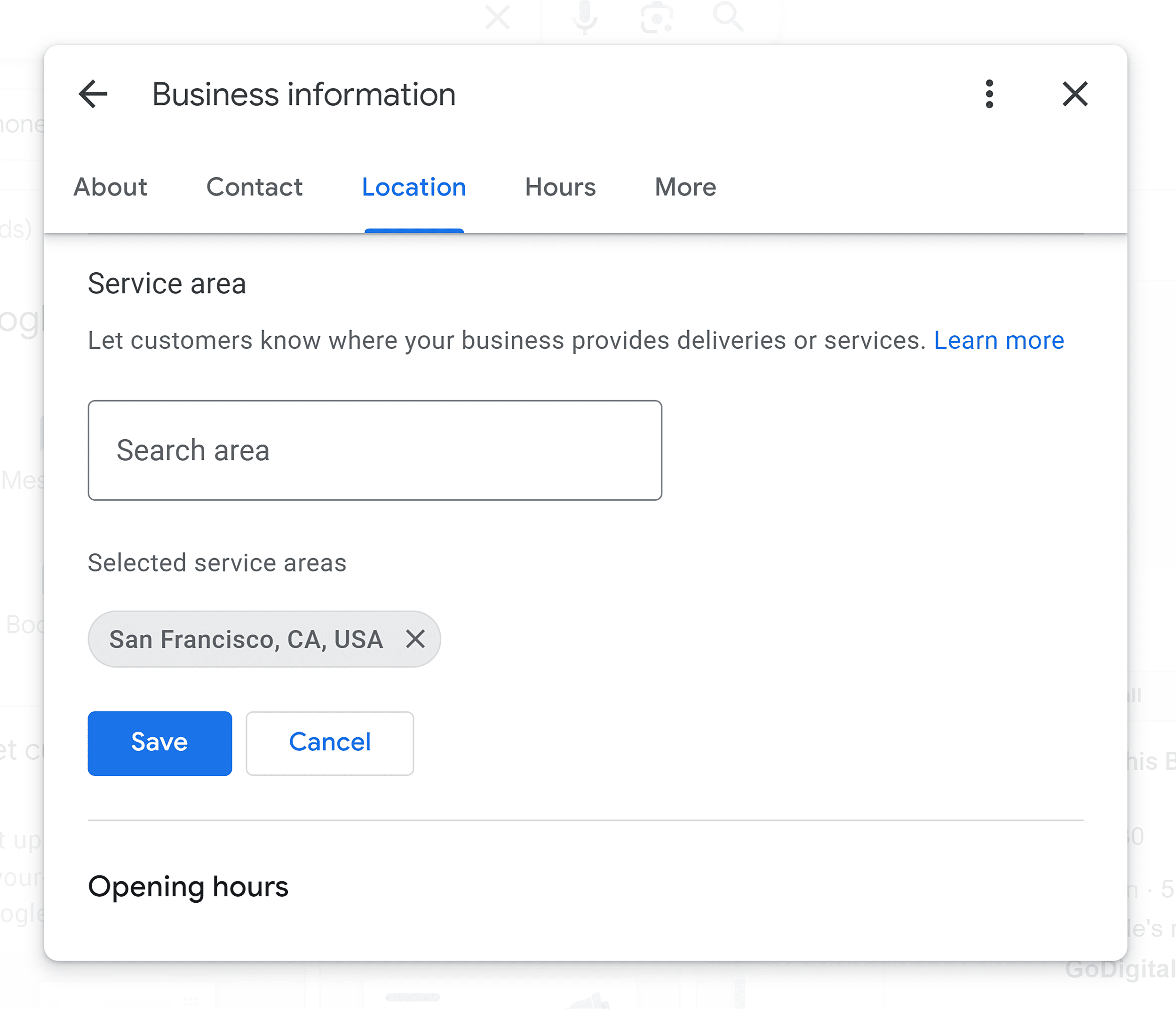 Business service area – Added Business service area – Added