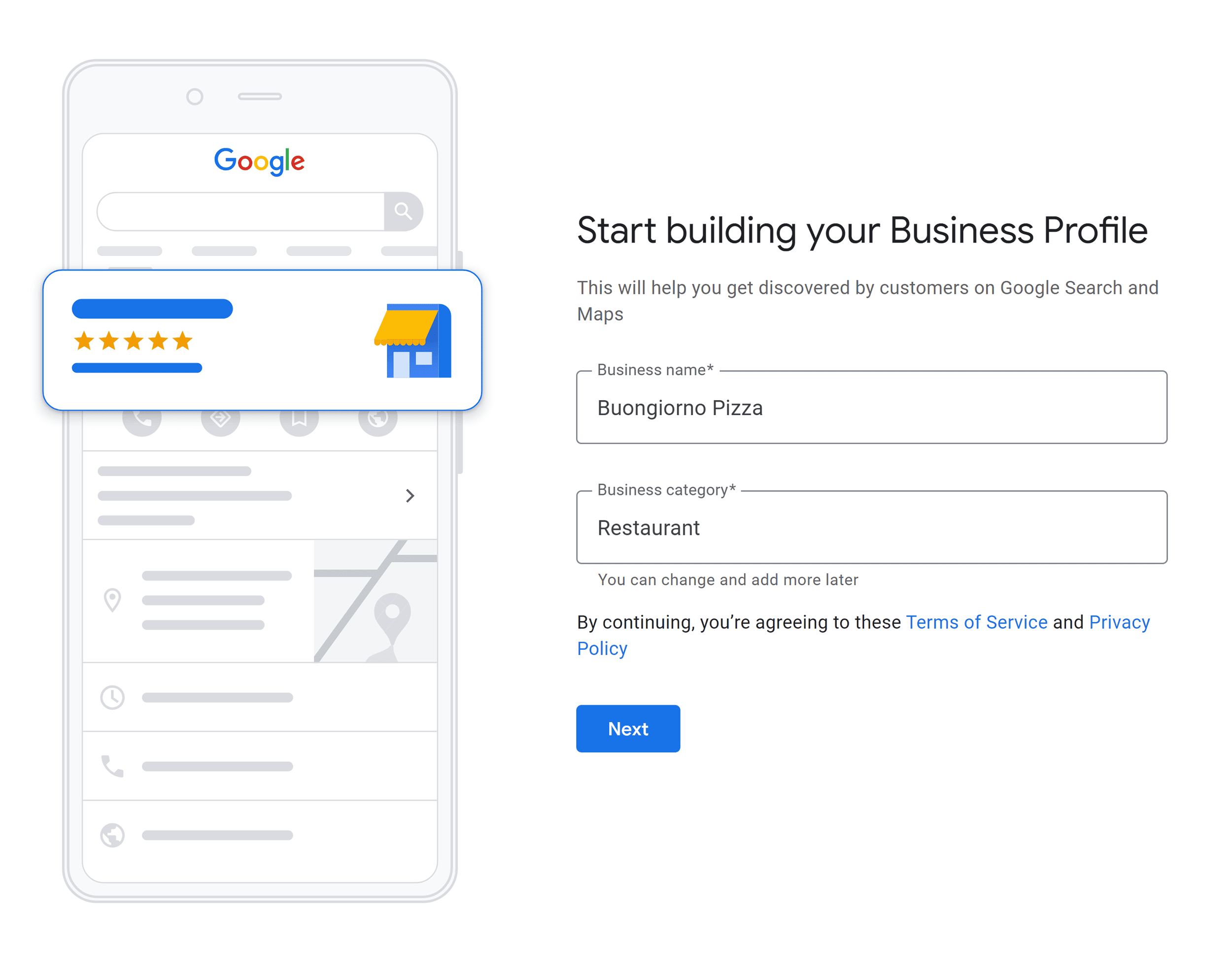 Start building your Business Profile Start building your Business Profile