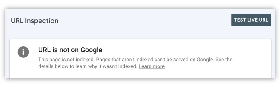 SEO update- URL inspection screen