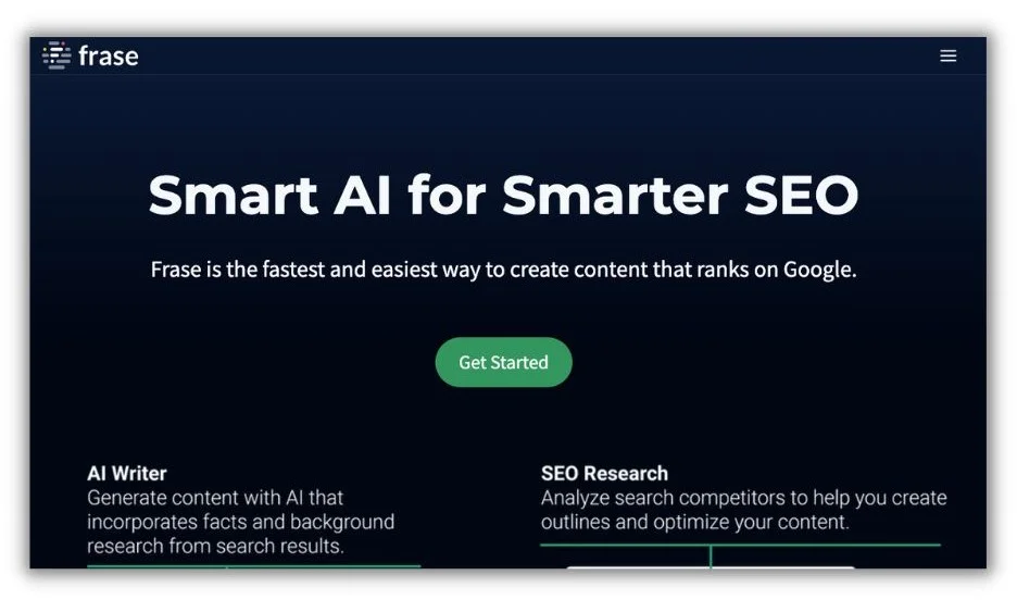 AI tools for marketing agency - Frase home screen.