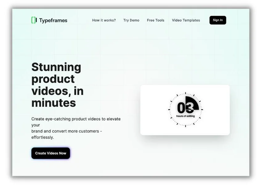 AI tools for marketing agency - Typeframes homescreen.