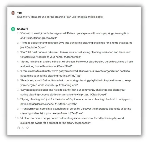 April content ideas - Chatgpt giving ideas for April content