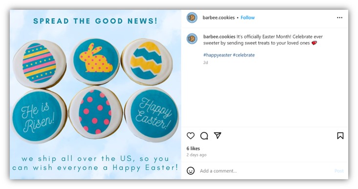 easter greetings - small business easter post on instagram screenshot