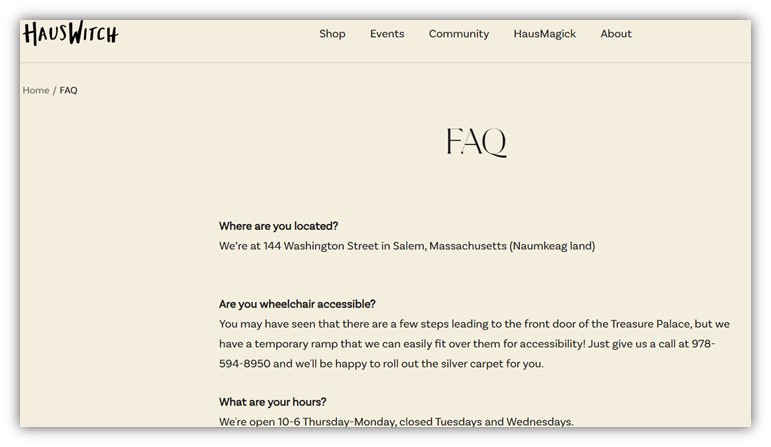 google algorithm updates - example faq page