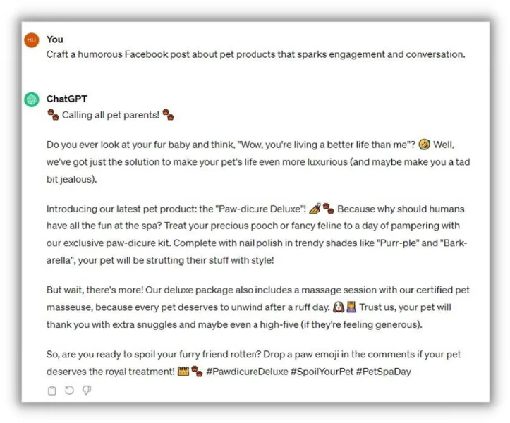ai prompt for facebook example