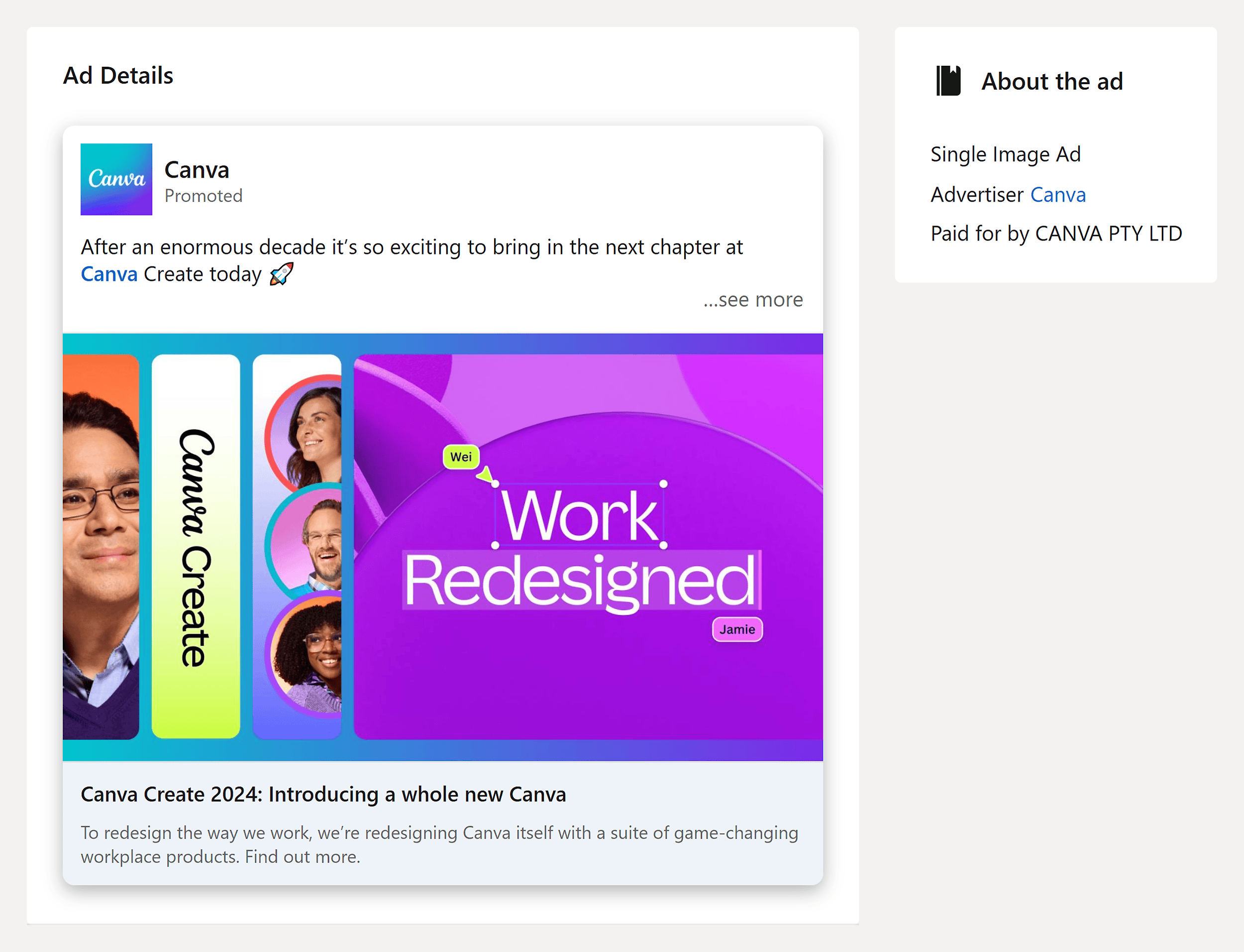 LinkedIn – Ad details