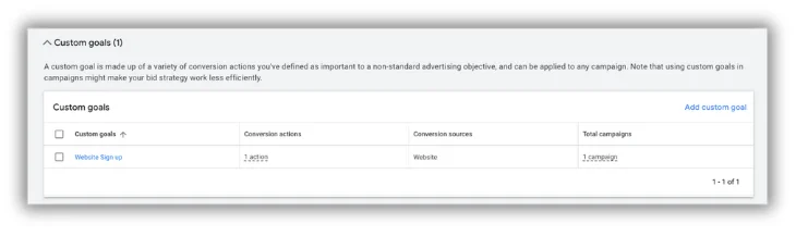 custom goals in google ads conversion tracking