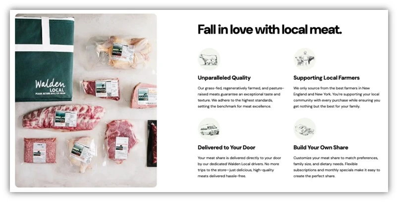 website copywriting - walden meat screenshot