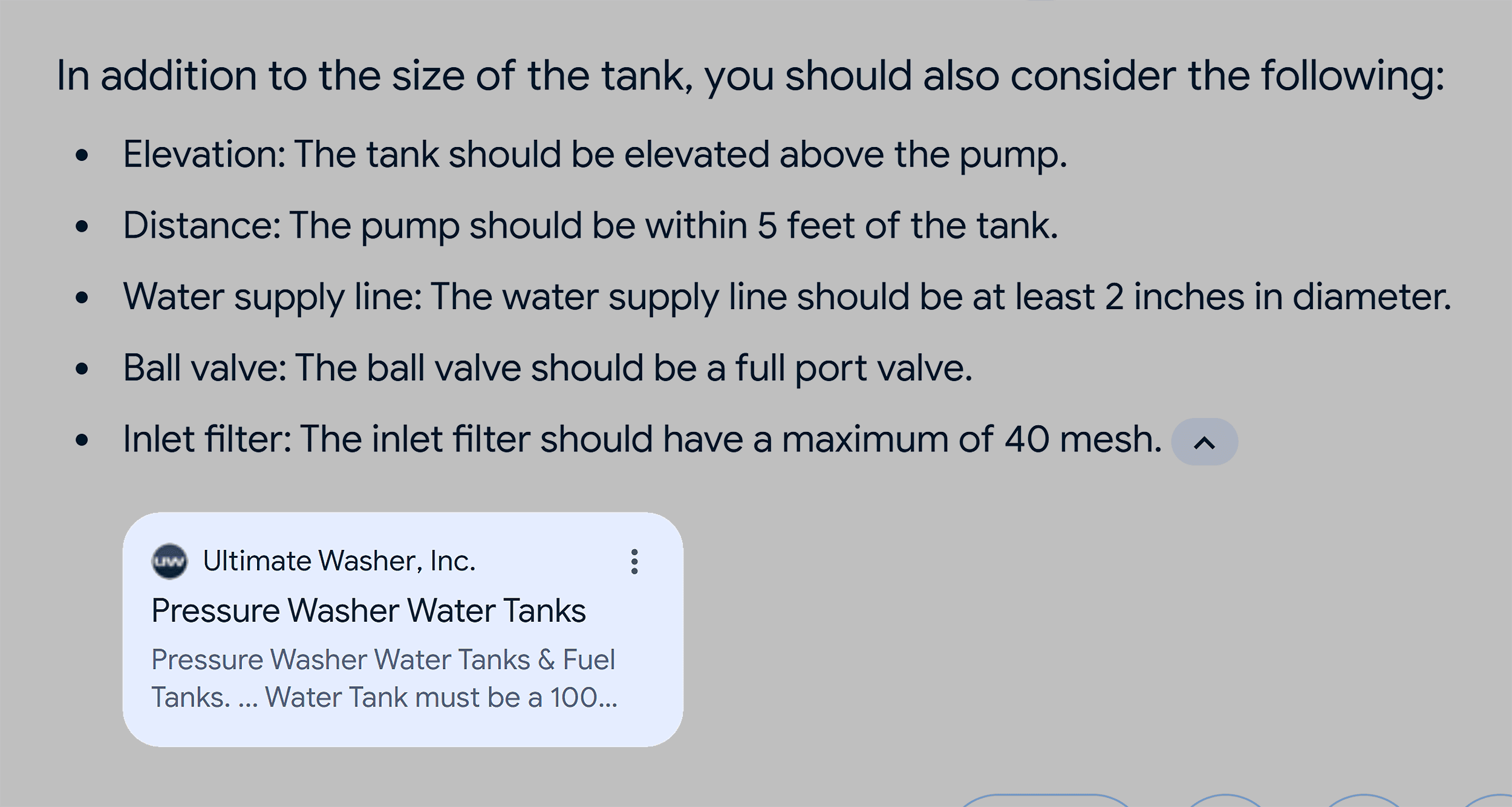 AI Overviews – Water tank buying