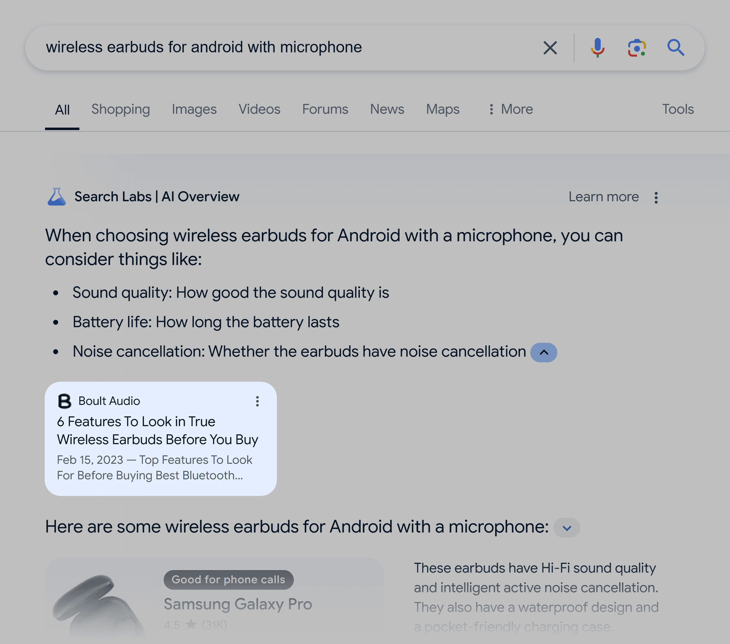 AI Overview – Wireless earbuds – Link to guide