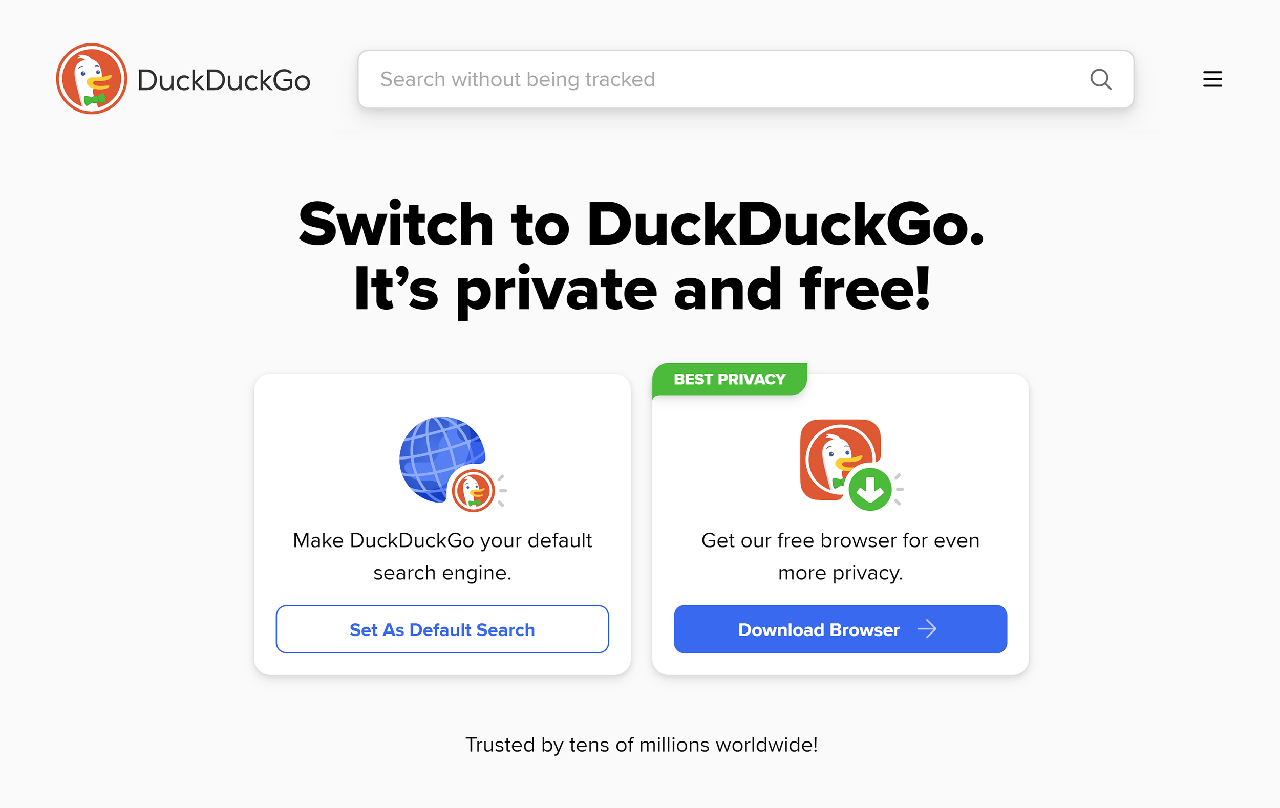 DuckDuckGo – Homepage