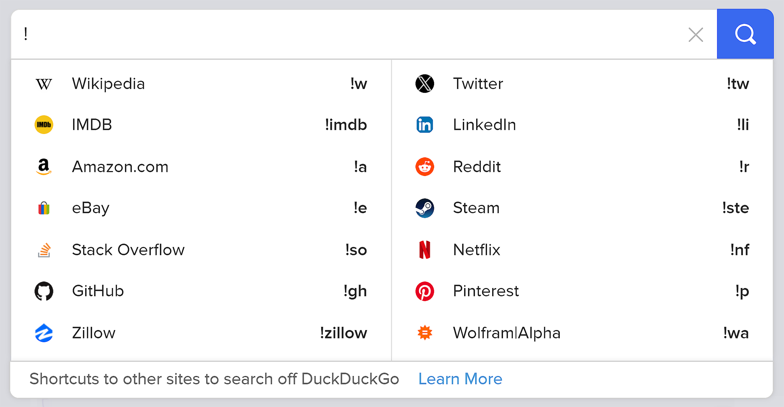 DuckDuckGo – Keyboard shortcuts