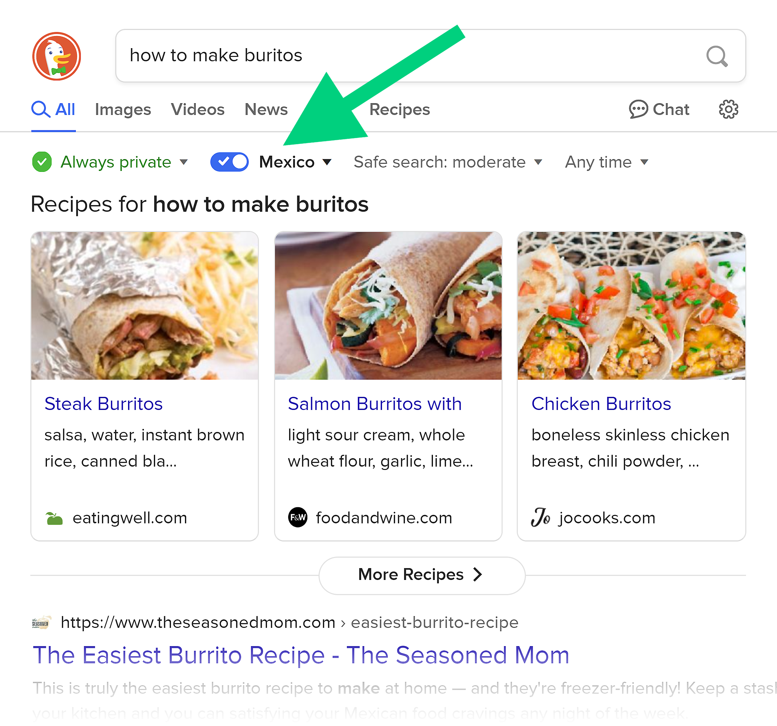 DuckDuckGo – Search results – Specific location
