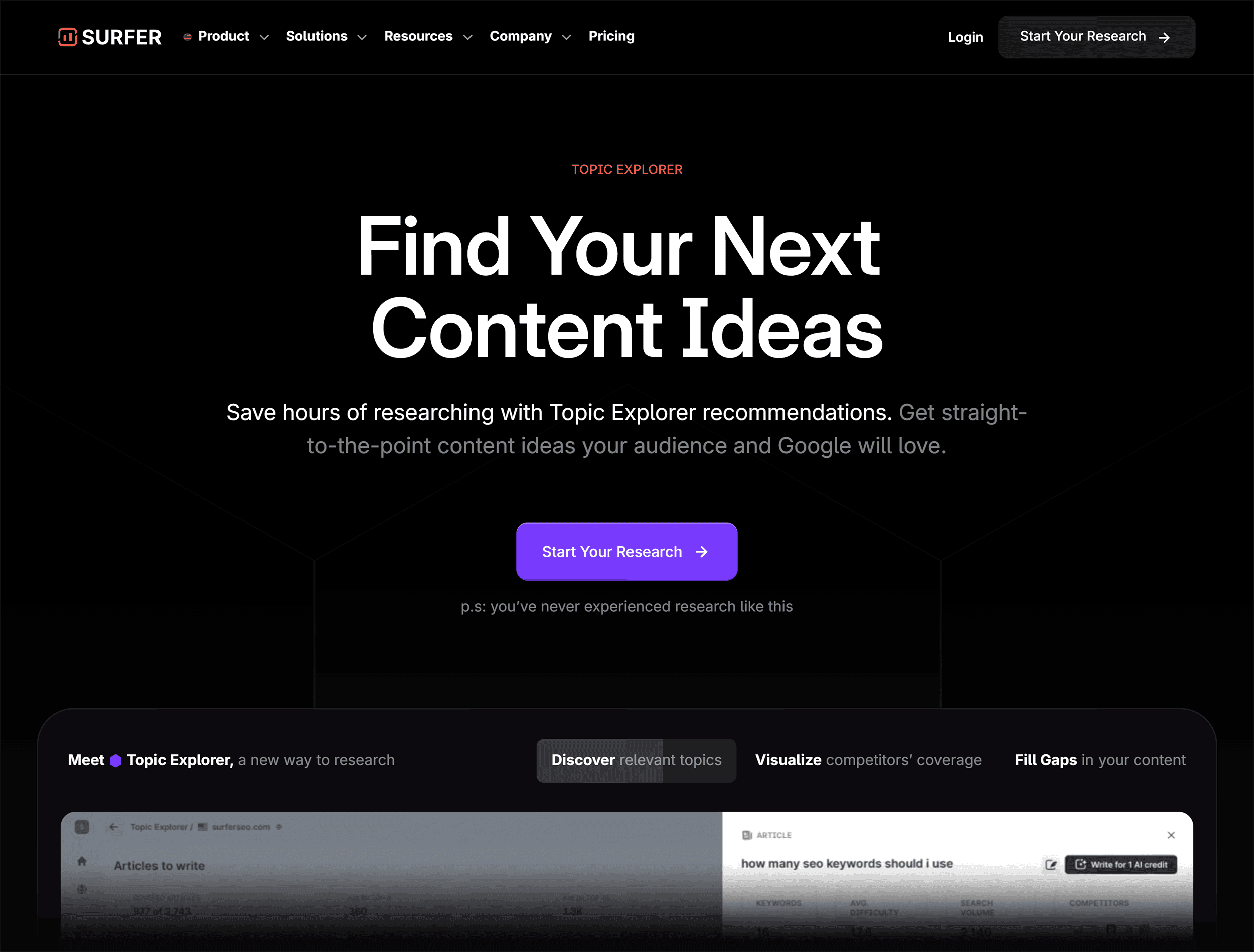 Surfer SEO – Topic Explorer