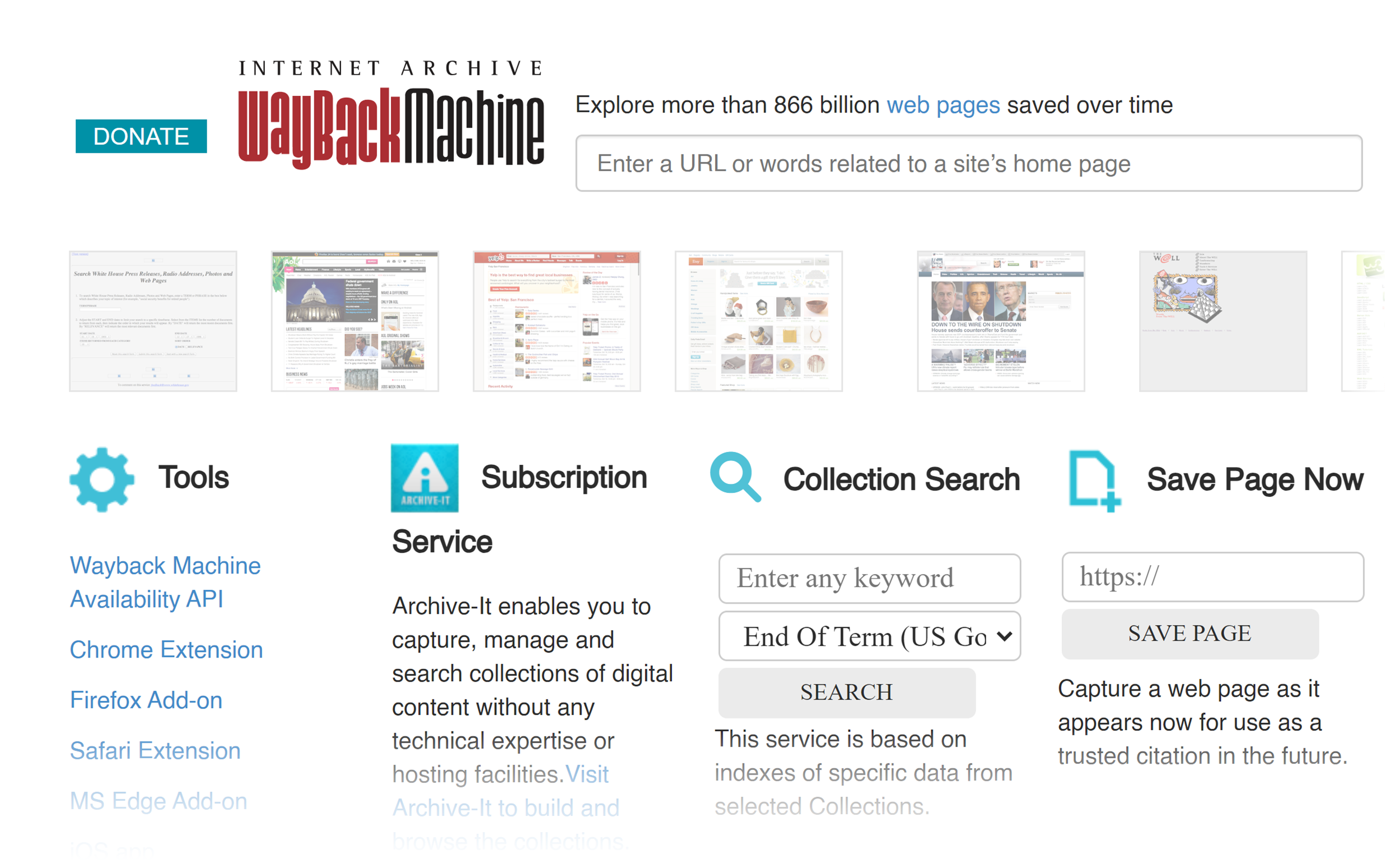 Wayback Machine – Homepage