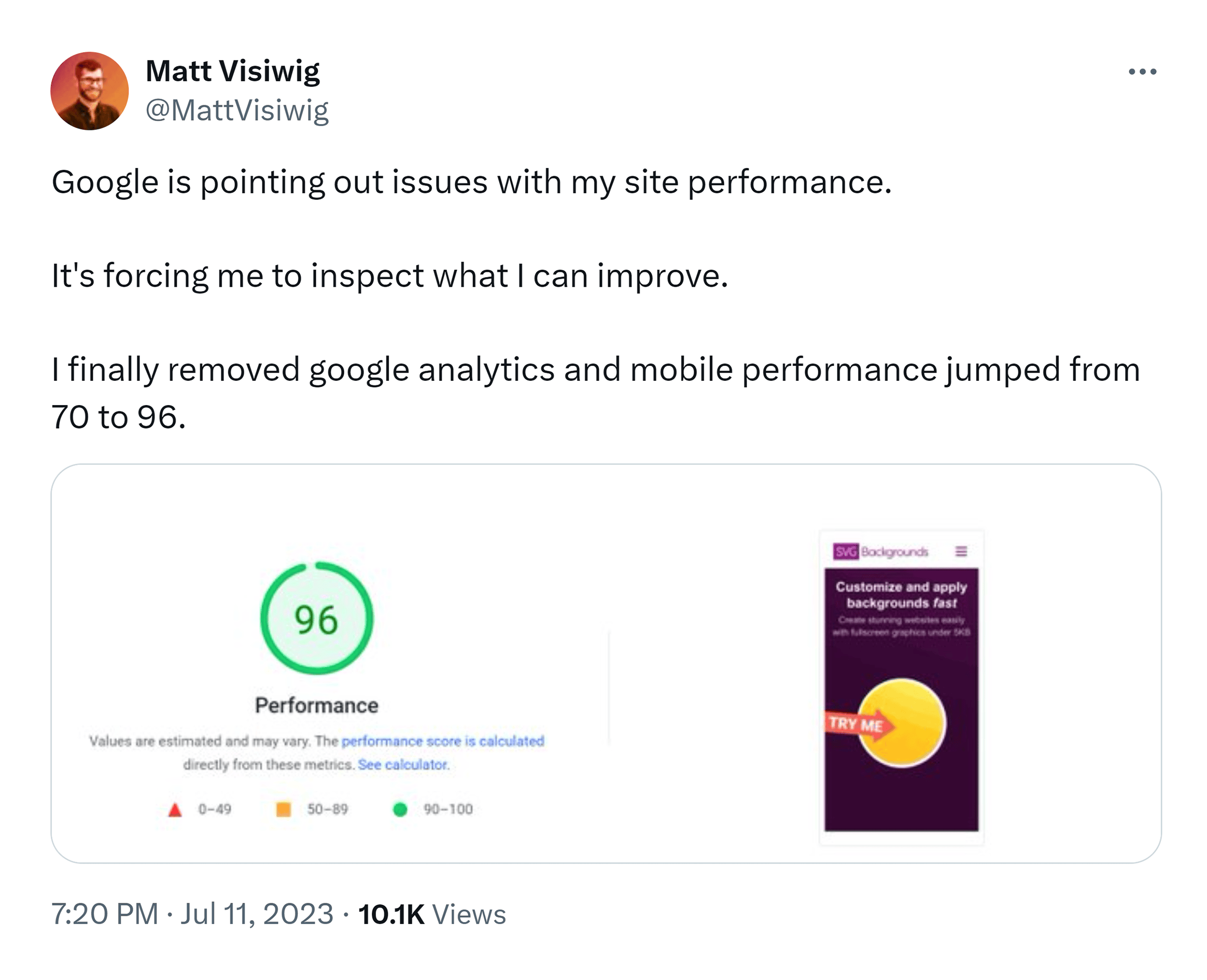 X – Mat Visiwig – Core Web Vitalis – Status