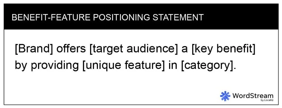 positioning statement - graphic with benefit feature template.