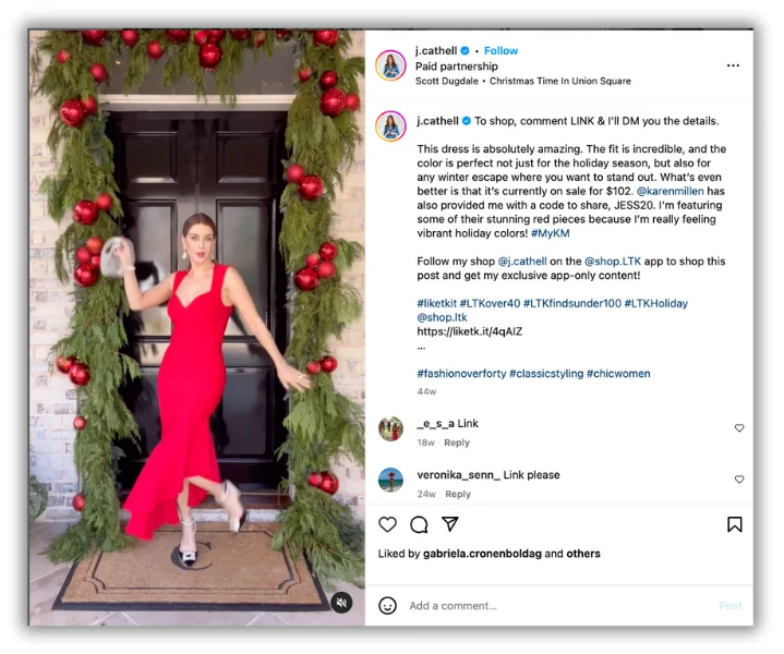 holiday influencer marketing example with j cathell