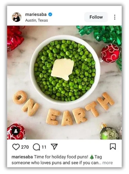 Christmas puns - Instagram post with a food pun.