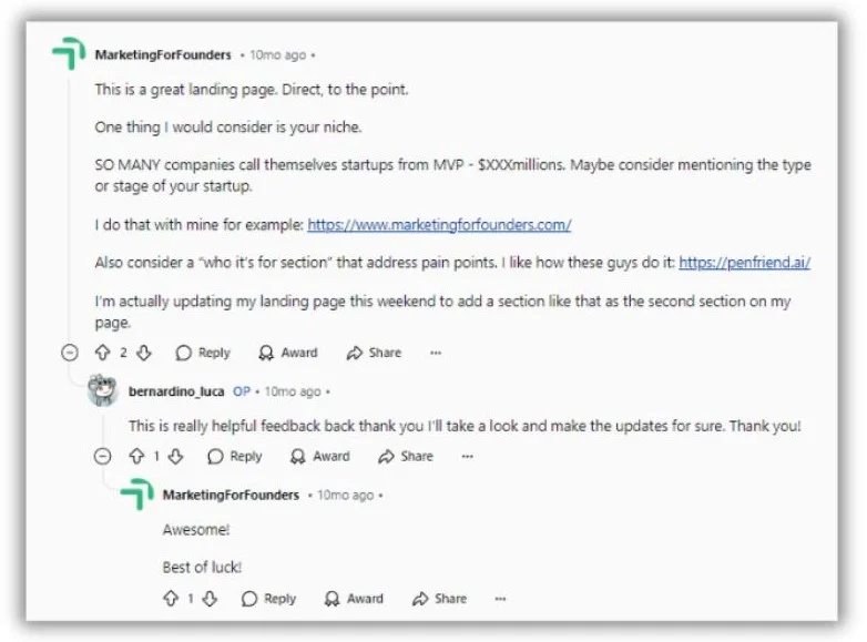 reddit marketing - Reddit post form Marketing For Founders.