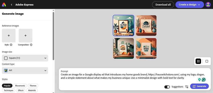 ai image prompts - google display ad image prompt