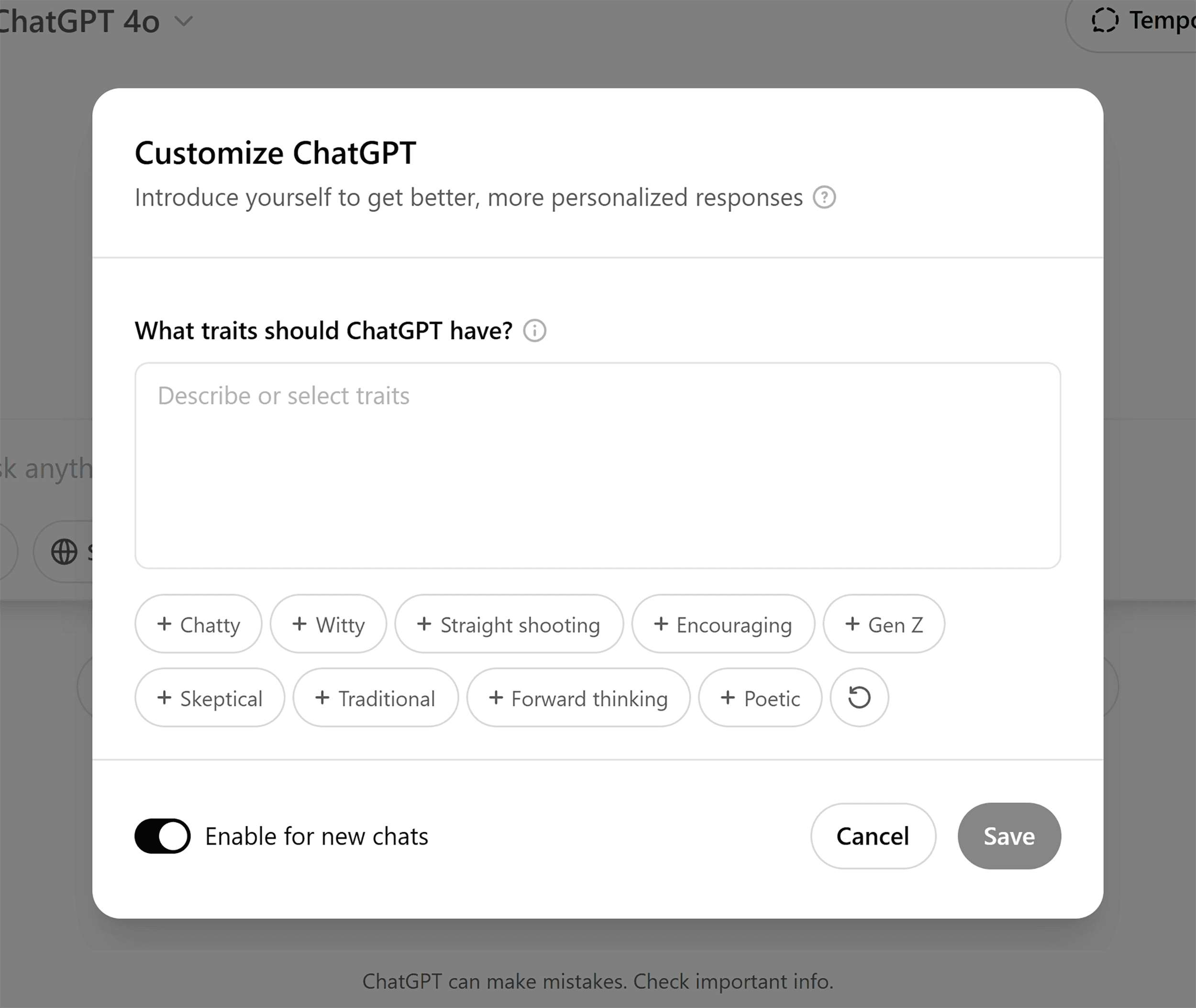 ChatGPT – Customize personality