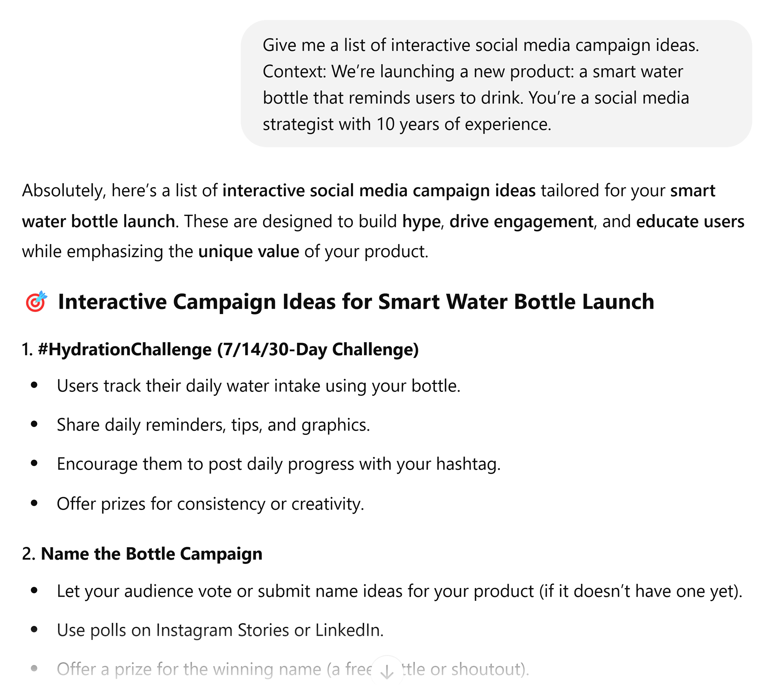 ChatGPT – Prompt – Interactive social media campaign ideas