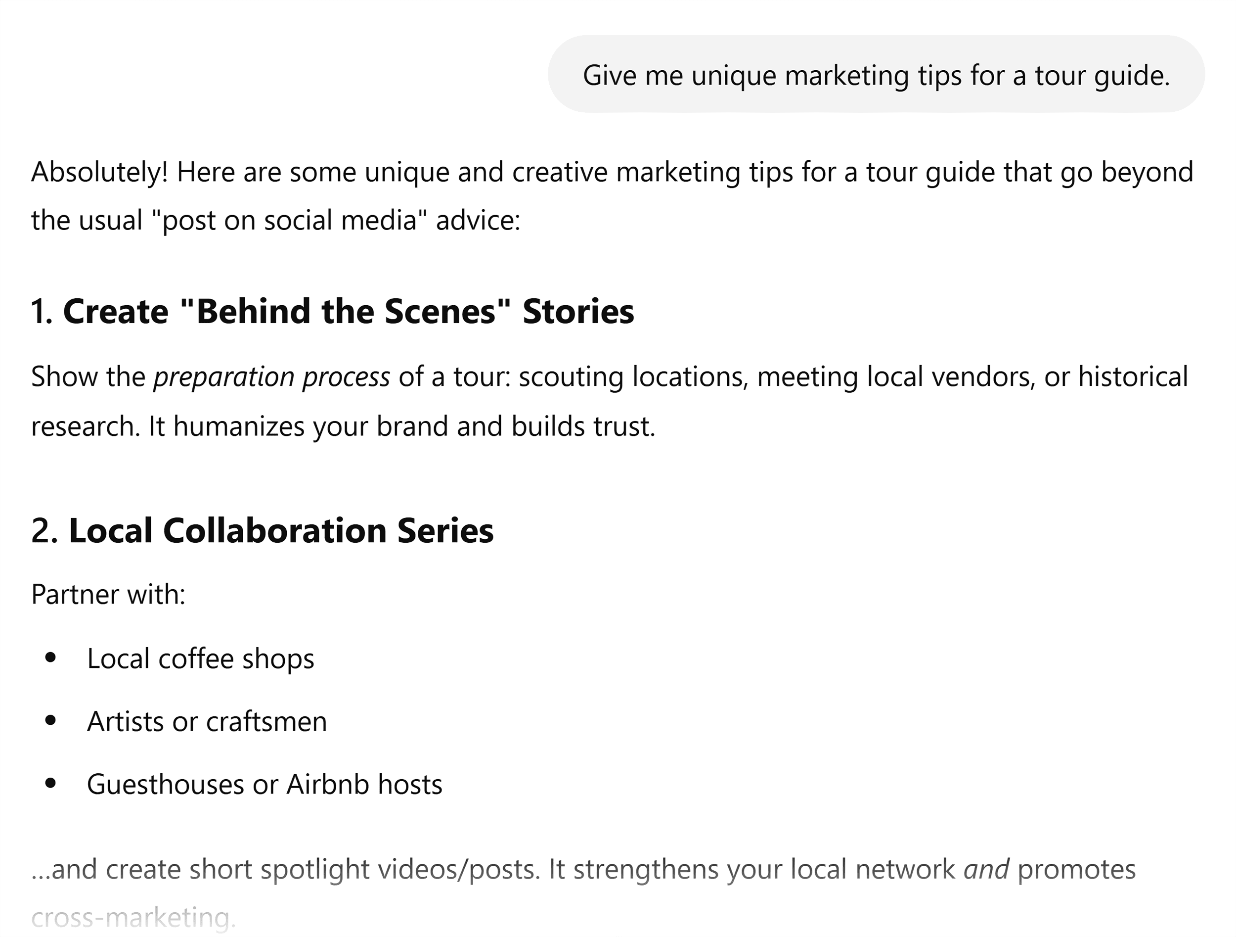 ChatGPT – Prompt – Tour guide