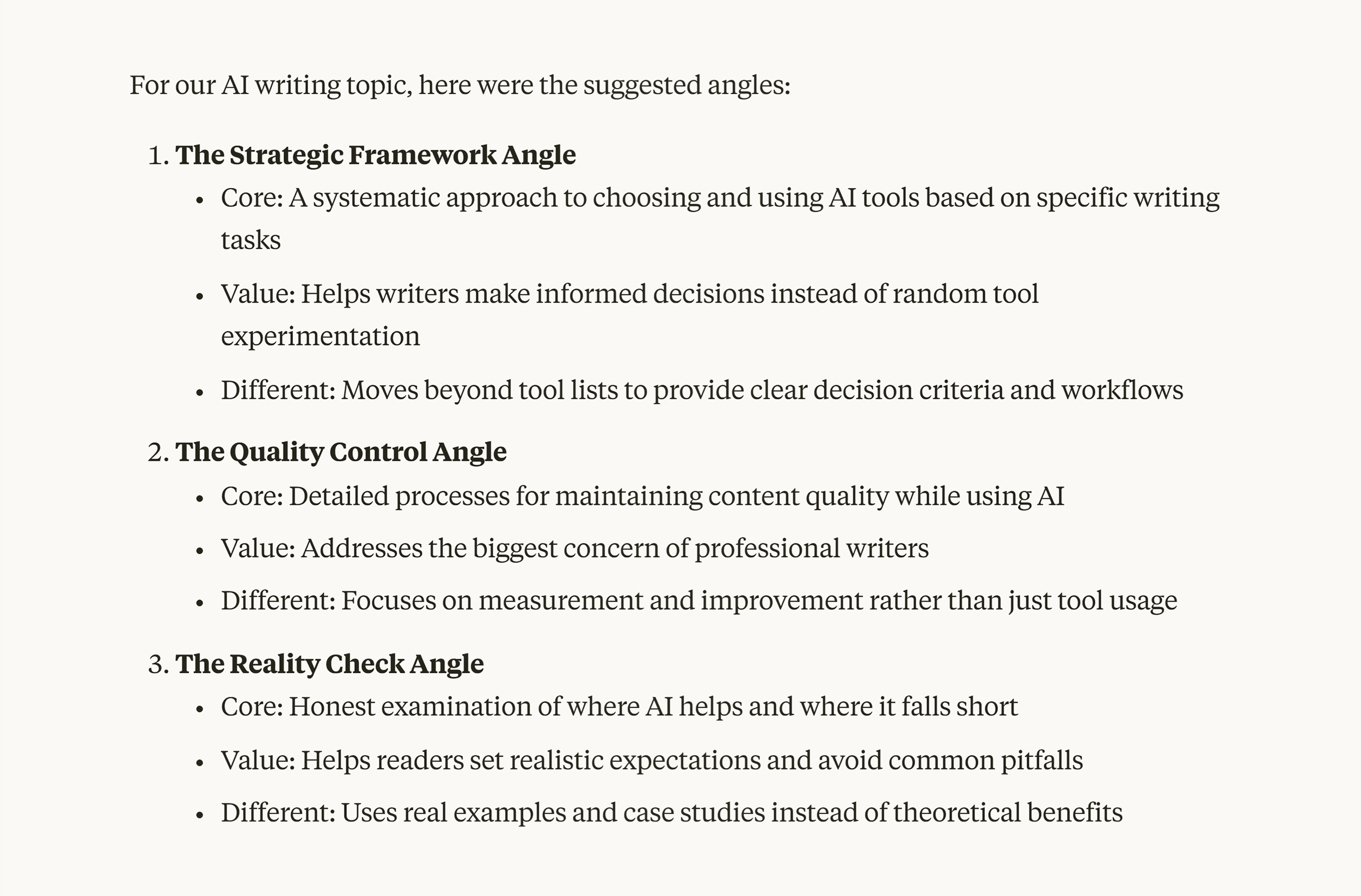 Claude AI – Topic Angles