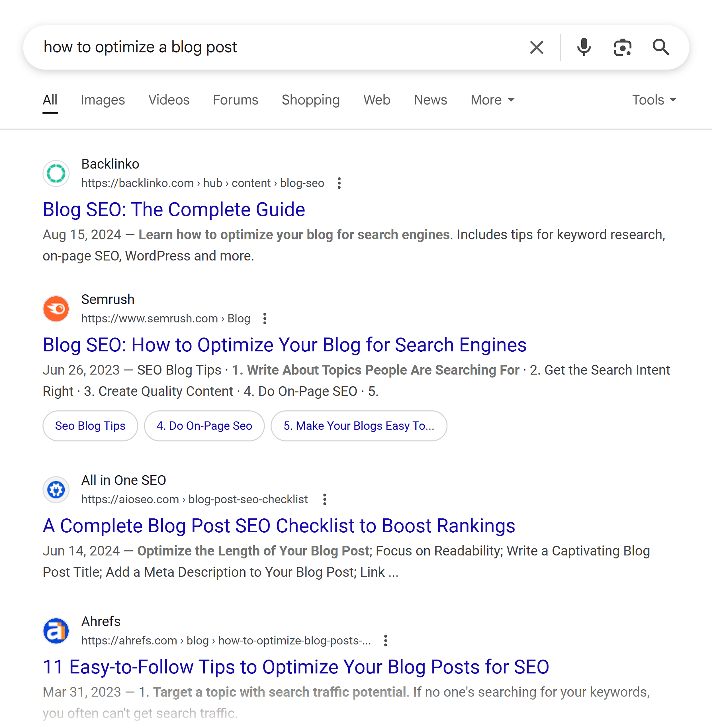 Google SERP – How to optimize a blog post