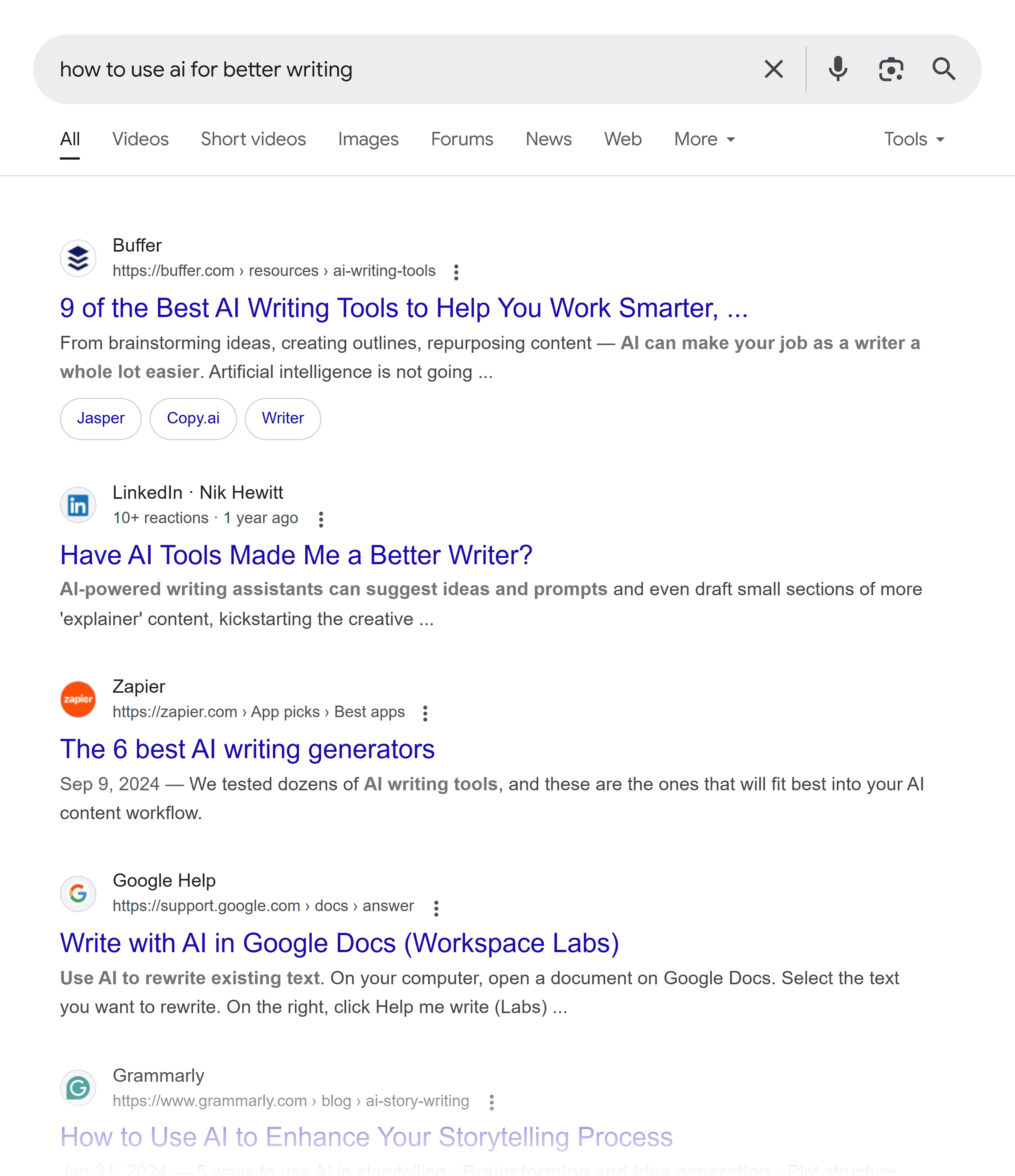 Google SERP – How to use AI for Better Writing
