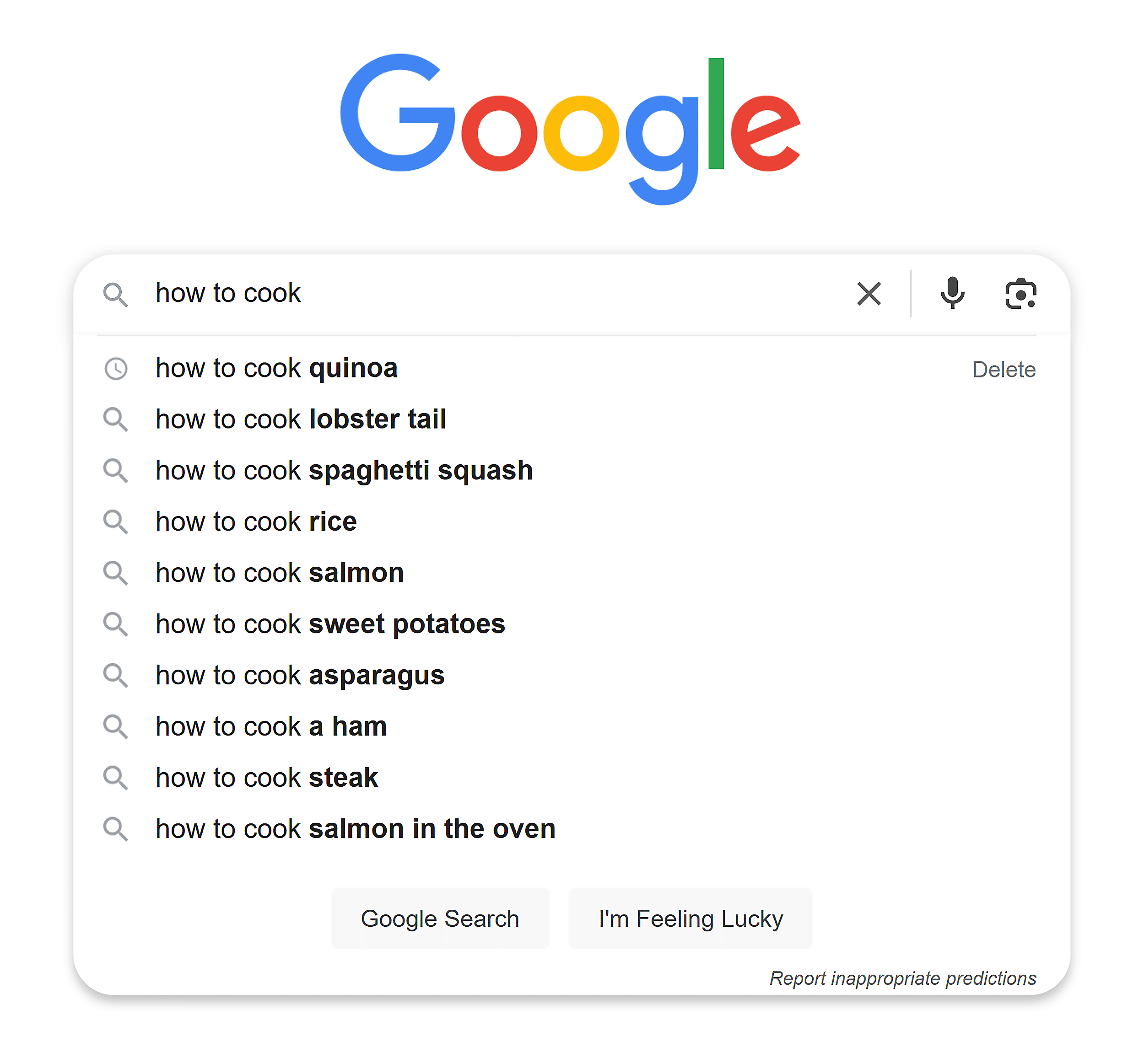 Google Suggest – How to cook