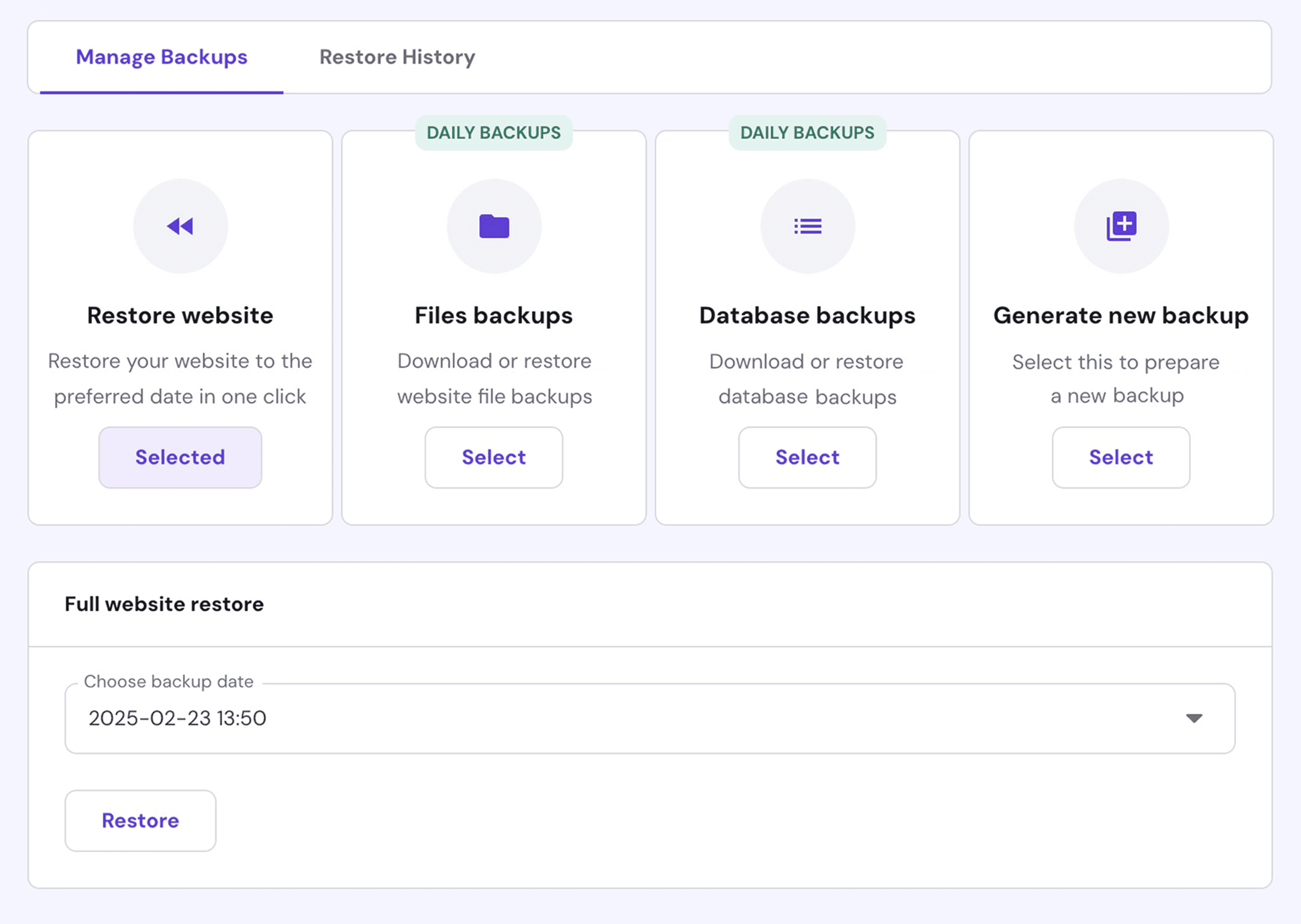 Hostinger – Backup Options