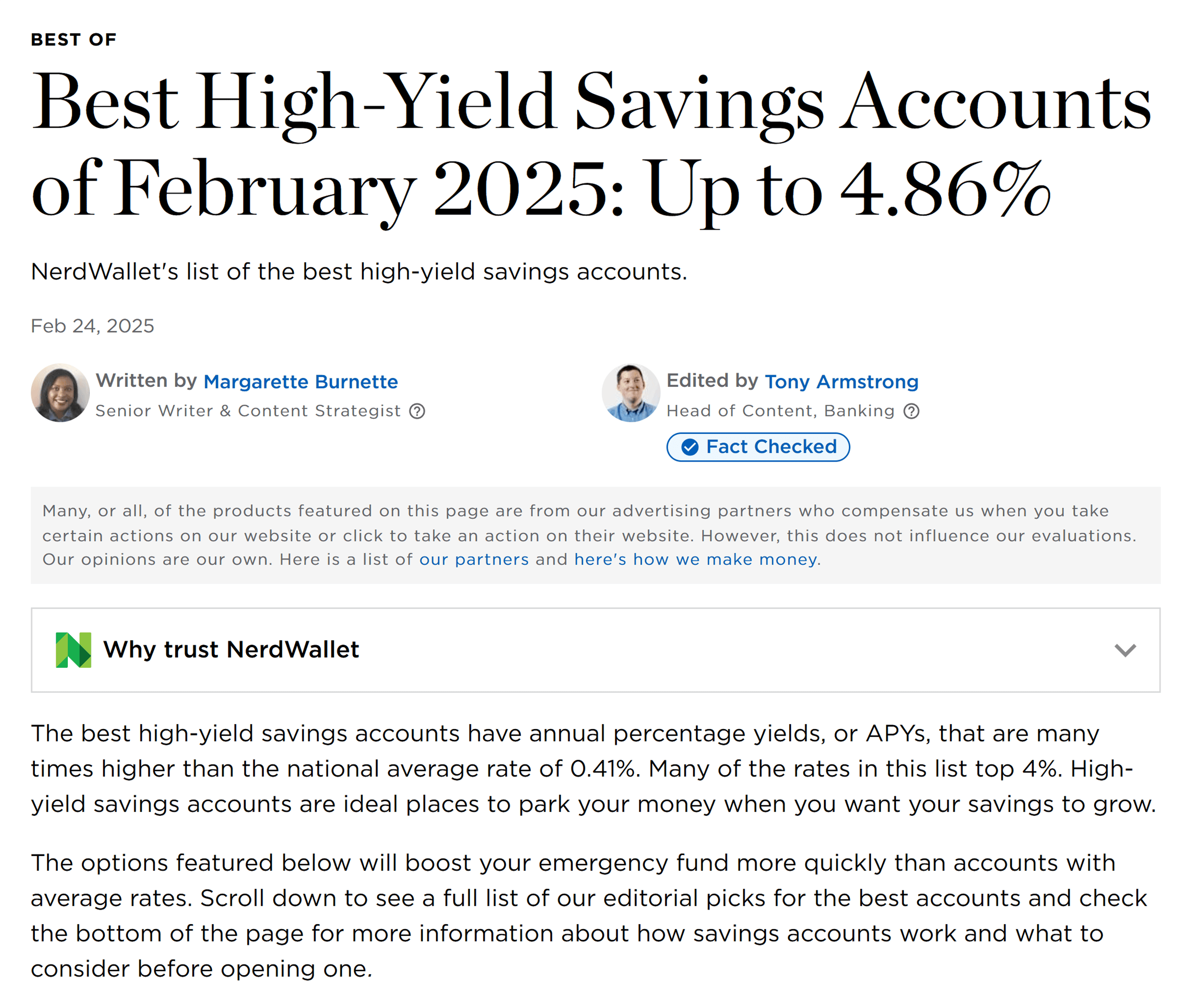 NerdWallet – E-E-A-T content