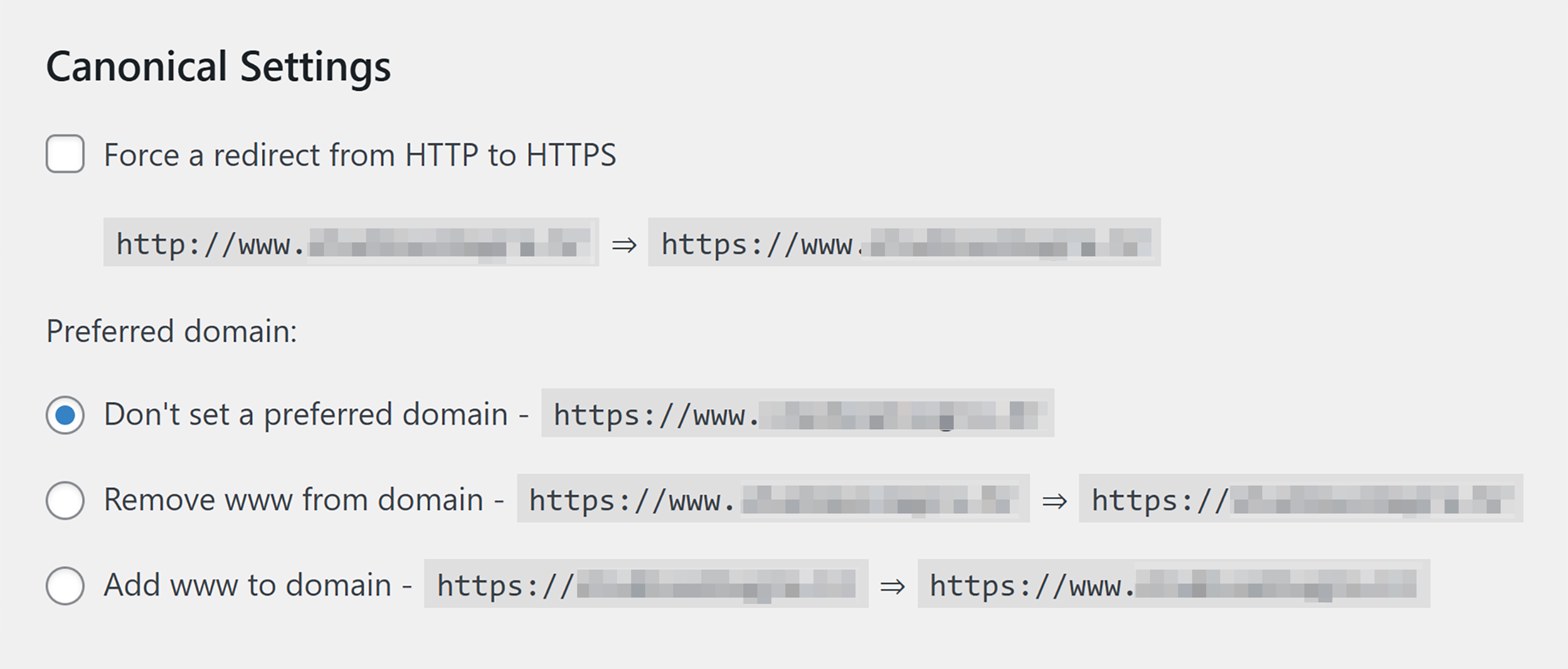 Redirection – Canonical Settings