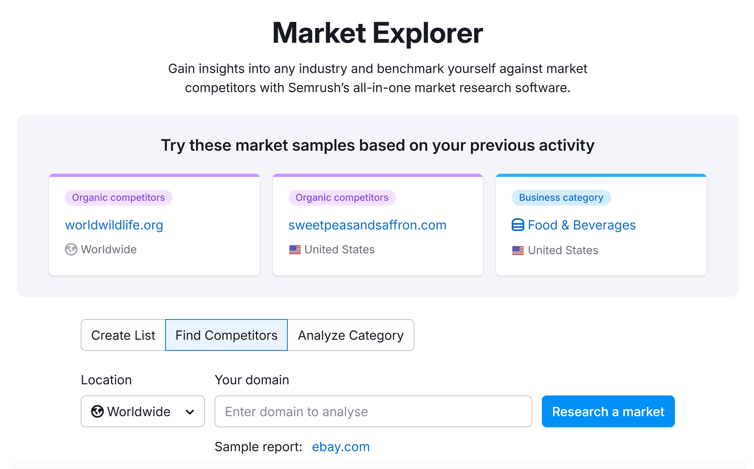 Semrush – Market Explorer