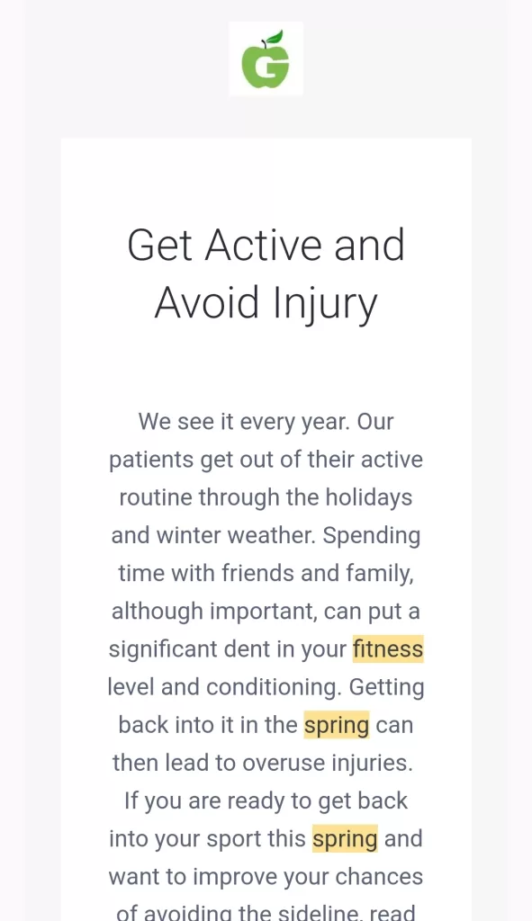 Spring content ideas - Fitness-themed blog post.