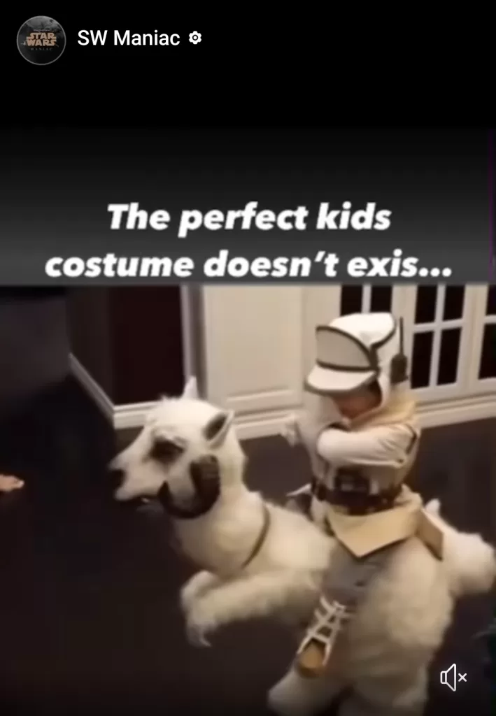 Spring content ideas - Kid in a Star Wars costume social post.