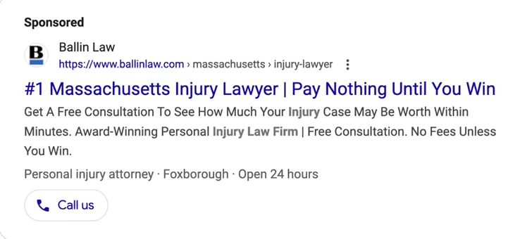 how to write google ads - example legal google ads copy
